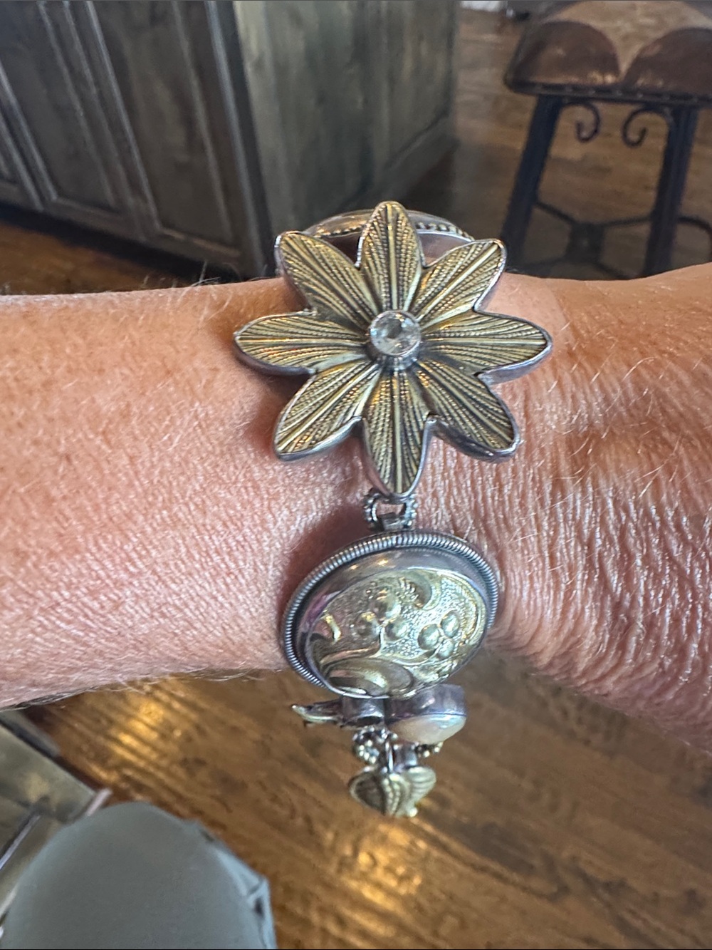 Silver-Tone Flower Charm Bracelet - Silver